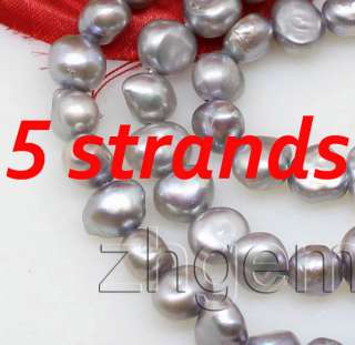 wholesale 5strands silver gray baroque pearl Loose gem  