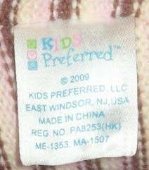 KIDS PREFERRED Pink Brown Stripe CHLOE Doll BEAR Sweater Knit Baby TOY 