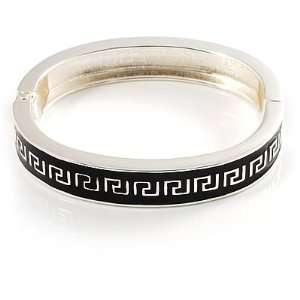  Greek Style Black Enamel Hinged Bangle Jewelry