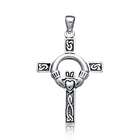 Bling Jewelry Sterling Silver Celtic Cross Heart Claddagh Pendant