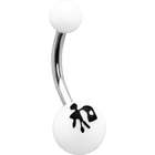 Body Candy White Black Peace Chinese Symbol Belly Ring