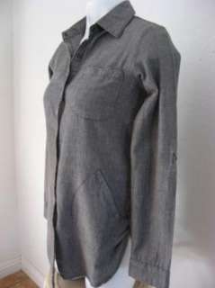 NEW Womens ONeill Gray Denim Stud Embellished Long Sleeve Shirt Top 