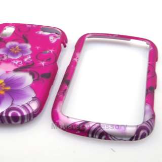 Pink Hibiscus Rubberized Hard Case Snap On Cover For Pantech Hotshot 