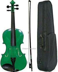 NEW GREEN 4/4 VIOLIN OUTFIT W/ CASE and BOW***  