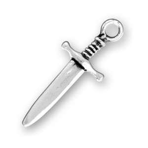  Sterling Silver Charm Pendant Dagger Knife Sword Jewelry