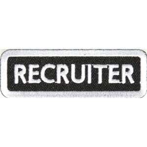  Recruiter Patch White, 3x1 inch, small embroidered iron on 