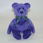 NEW FACE VIOLET TEDDY (NO HANG TAG)  TY BEANIE BABY BEAR 1st Gen 
