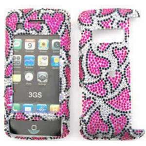 LG Env Touch vx11000 Crystal, Pink Hearts on White Full Rhinestones 