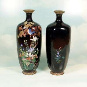 Pair SUPERB Japanese Antique Cloisonne Vases   ON SALE  