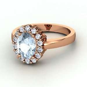  Penelope Ring, Oval Aquamarine 14K Rose Gold Ring with 
