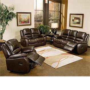 SHOPZEUS Ashlyn 3 pc Top Grain Leather Reclining Set Reclining Sofa 