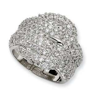  Sterling Silver Cubic Zirconia Buckle Ring (Size 8 