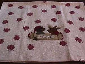 Christmas Heartland Moose Bear Applique Kitchen Towel  