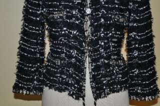 Exquisite Chanel 06P Black Tweed Jacket RARE 44 NEW  