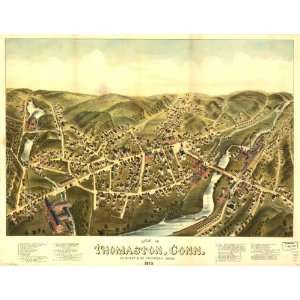   Historic Panoramic Map View of Thomaston, Conn. 1879.