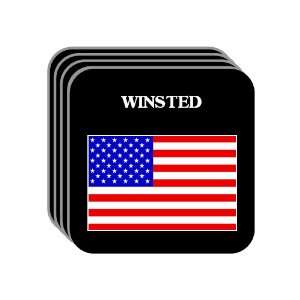 US Flag   Winsted, Connecticut (CT) Set of 4 Mini Mousepad Coasters