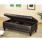 Poundex Espresso faux leather upholstered bedroom bench with dark wood 