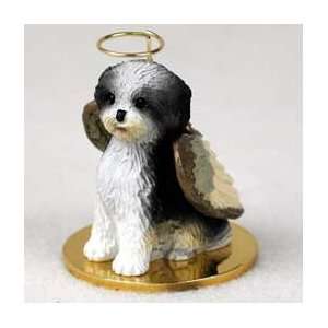  Shih Tzu Puppy Cut Angel Dog Ornament   Black & White 