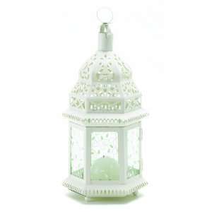  Malibu Creations White Moroccan Lantern Patio, Lawn 