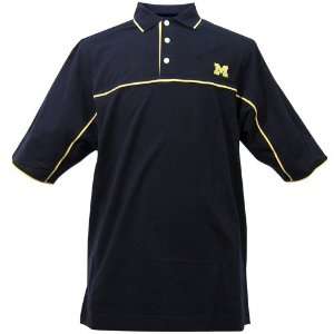  Cutter & Buck Michigan Wolverines Navy Yacht Polo Sports 