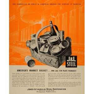  1935 Ad J L Steel Jalcold Tin Plate Packages Basket Can 