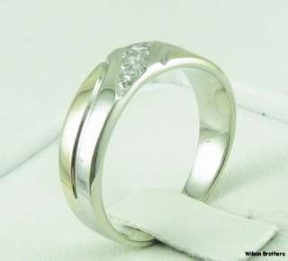   Genuine Diamonds Mens Wedding Band Ring   14k Solid W & Y Gold A+