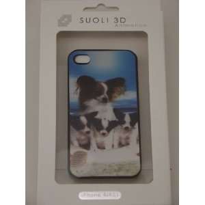 Lovely Dog Family 3D Illusion Hologram Snap on Case Cover for iPhone 4 