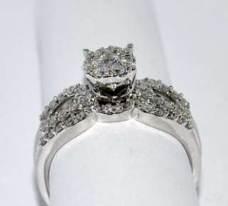 DIAMOND WEDDING SET BRIDAL ROUND TOP WHITE GOLD .77CT 2PC ENGAGEMENT 
