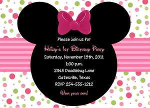 24 Minnie Mouse Birthday Invitations  