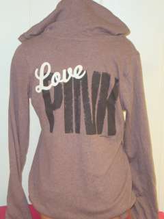 Victorias Secret LOVE PINK Brown Hoodie Sweater Top Coat S  