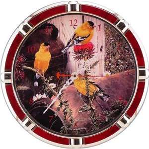 Gold Finches Roosting In The Trees Bird Wall Clock 