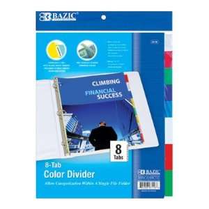  BAZIC 3 Ring Binder Dividers w/ 8 Insertable Color Tabs 