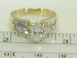   Gold Oval Baguette Princess Cut 2.00ct Diamond Engagement Ring  