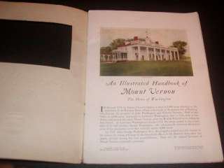 1926 Mount Vernon Virginia Illustrated Handbook G. Washingtons  