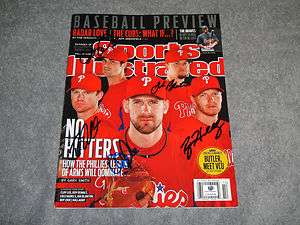 CLIFF LEE ROY HALLADAY COLE HAMELS +2 PHILLIES SIGNED SPORTS 