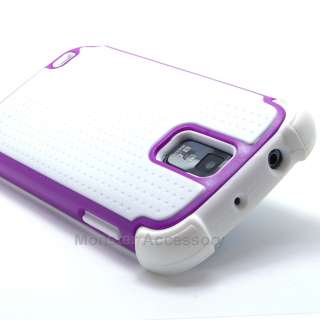 White Purple X Shield Dual Layer Hard Case Gel Cover Samsung Galaxy S 