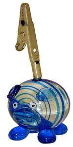 Large Standing Glass Pig Memo Roach Clip *NEW*  