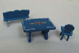   Germany ½  1 Scale Dollhouse c1975 PAINTED FURNITURE Wooden  