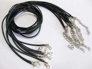 10 Black REAL Leather Necklace Pendant Cord String 2mm  