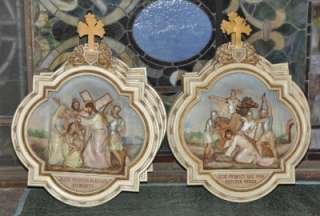 THE BEST ANTIQUE GOTHIC RELIGIOUS STATIONS OF THE CROSS  