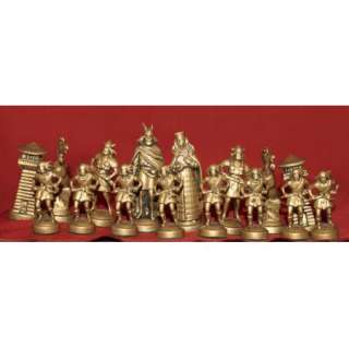   16 Pcs Heavy Metal Brass Plated Chess Gaul Warriors Figurines  