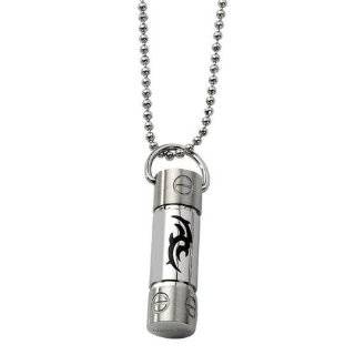 Mens Stainless Steel and Black Rubber Capsule Pendant