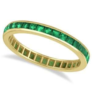  Princess Cut Emerald Eternity Ring Band 14k Yellow Gold (1 