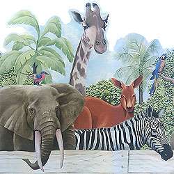 nEw JUNGLE ANIMALS Giraffe Elephant BORDER WALL ACCENT  