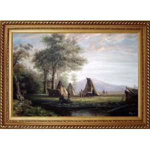  Indian Encampment Late Afternoon Oil Painting, with 