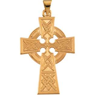Jewelry Adviser pendants 14K Yellow 33.00X23.00 MM Large Celtic Cross 
