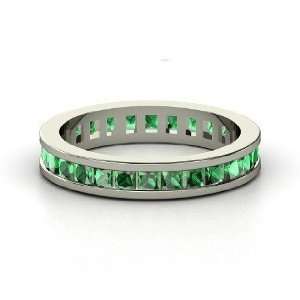  Brooke Eternity Band, Sterling Silver Ring with Emerald Jewelry