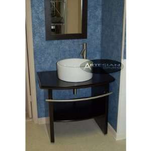  Hardwood Wenge Vessel Sink Base Vanity Cabinet Dark SET 