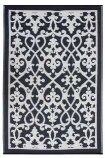 INDOOR OUTDOOR PATIO RUG MAT CREAM & BLACK RECYCLED, NATURAL, EARTH 