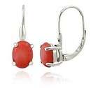 Carats Red Coral Lever Back Earrings Stamped 925